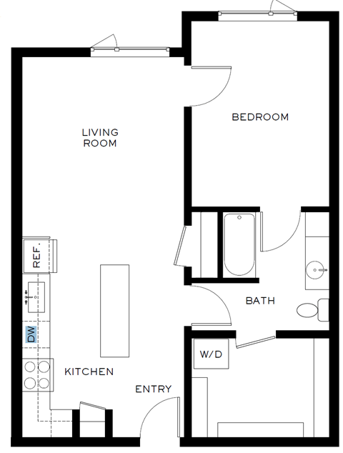 a floor plan of a house with a bedroom and a living room